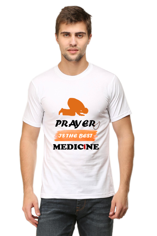 Prayer is the Best Medicine Round Neck Tshirts White