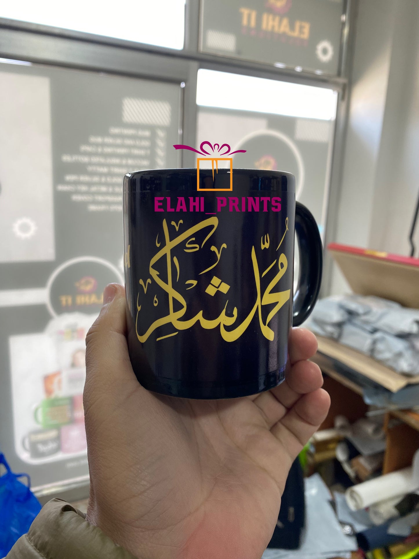 Black Calligraphy Mugs