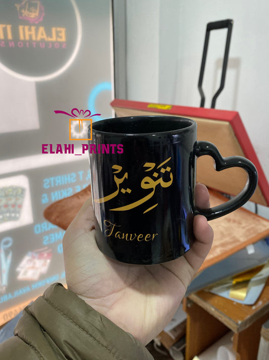 Black Calligraphy Mugs